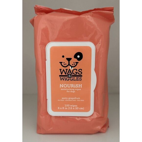 Wags & Wiggles Zesty Grapefruit Nourish Moisturizing Wipes for Dogs 100 ct NEW - Picture 1 of 2